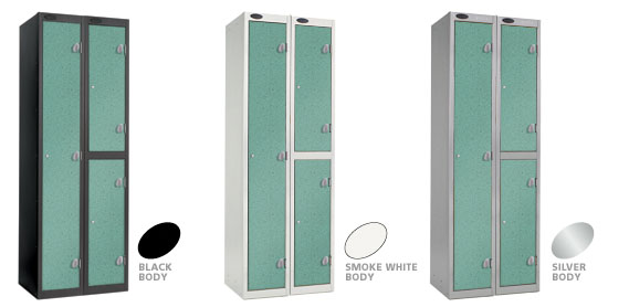 Aquamarine Locker Doors with Black, Silver or Smoke White Carcase colour options.