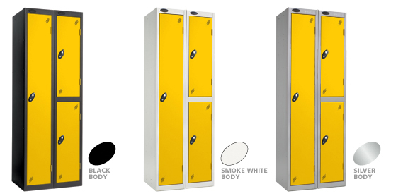 Yellow Door Lockers with Black, Grey & Smoke White Carcase options. 